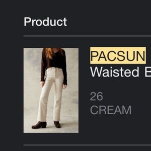 PACSUN Cream Stretch High Waisted Bootcut Jeans NWT